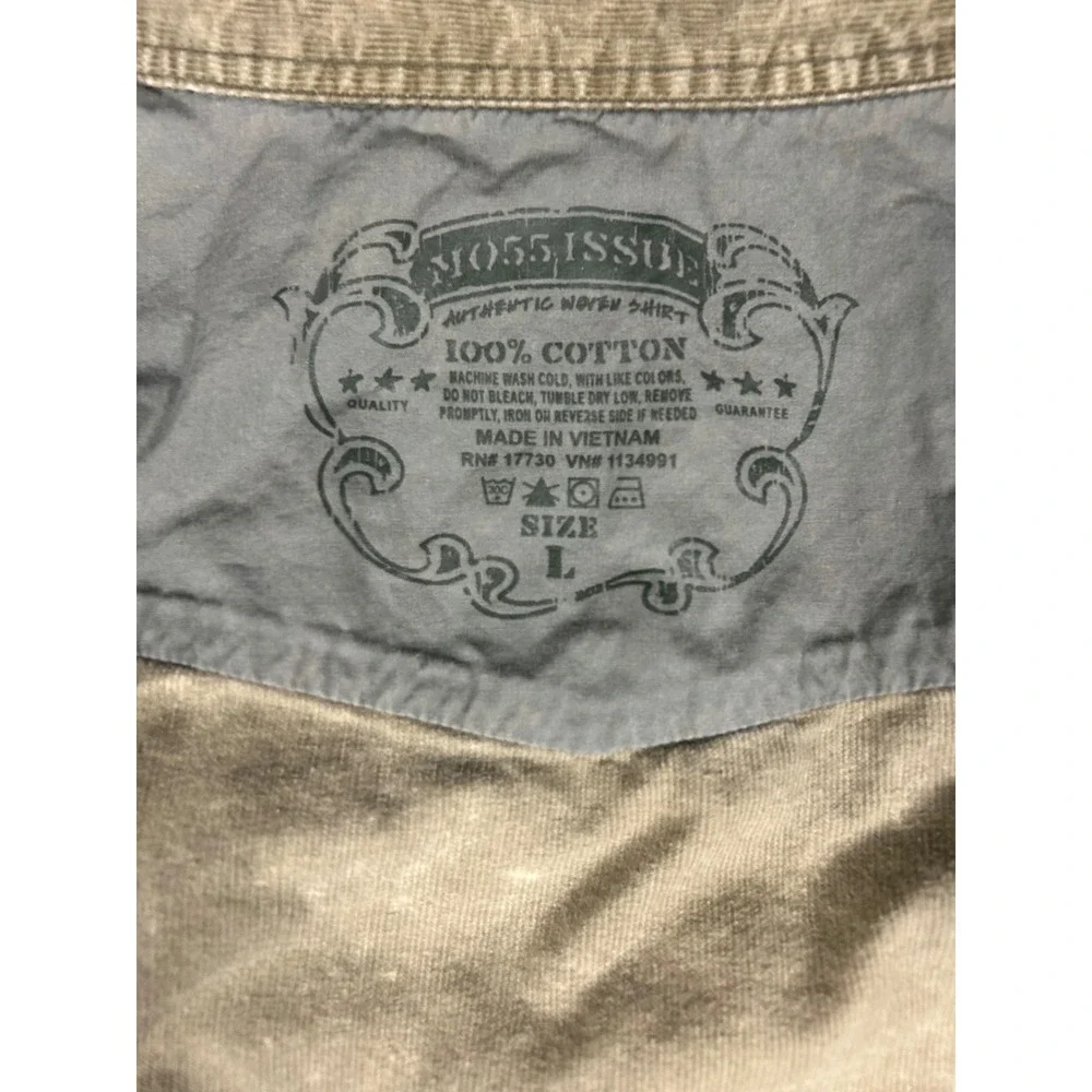Mossimo Supply Co Mens Corduroy Western Shirt Olive Acid Wash Pearl Snap Large